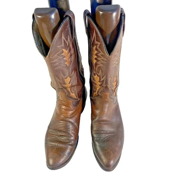 Dan Post Brown Leather Western Cowboy Boots Men's Size 10D - Picture 3 of 15